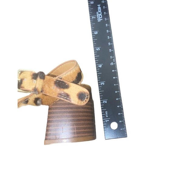 J.Crew Leopard Print Calf Hair Ankle Strap Low Block-Heel Sandals Size 8.5 - Picture 8 of 10